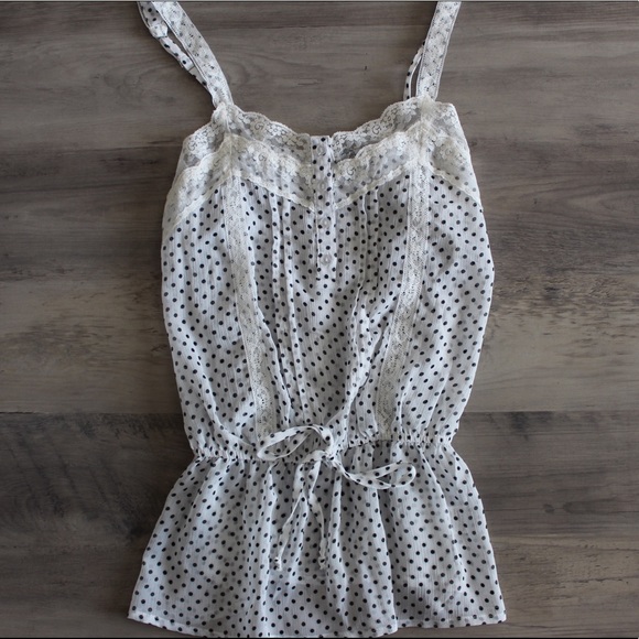 Full Tilt Lace Polka Dot Tank Top - Picture 1 of 4